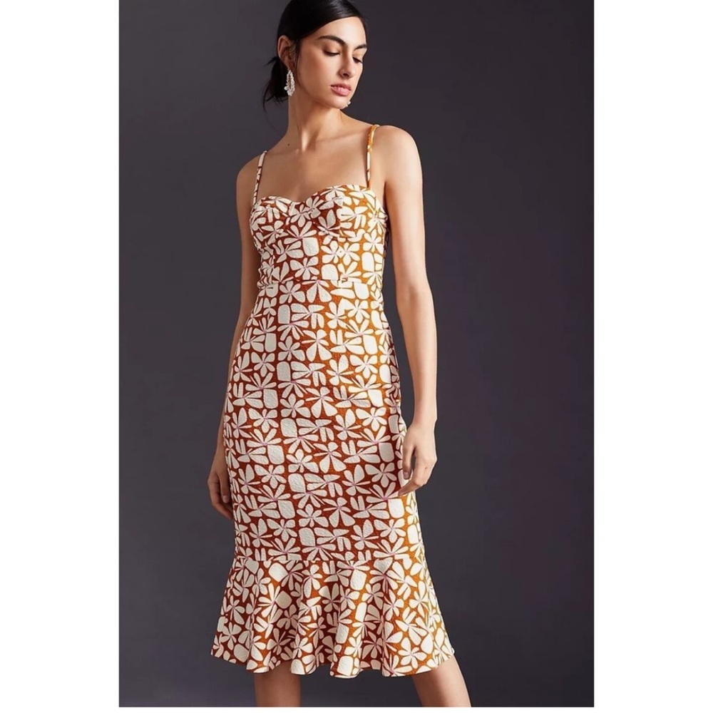 Hutch Orange and White Floral Midi Dress